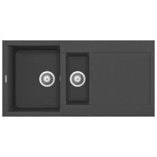 Reginox EASY475B 1.5 Bowl Granite Kitchen Sink with Drainer - Black Product Image