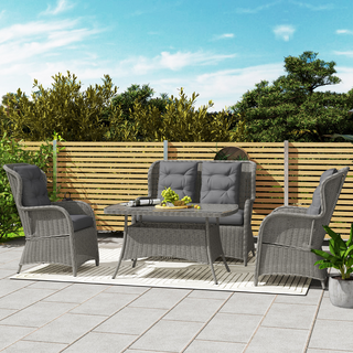 Outsunny 4 Piece Outdoor Rattan Sofa Set in Light Grey
