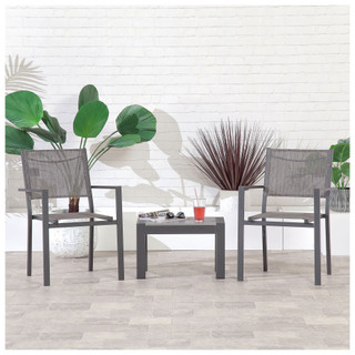 SunTime GF08502 Adrano Aluminium Bistro Set with Stacking Chairs - Grey Product Image