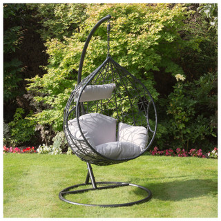 SunTime GF07808 Naples Single Hanging Chair with Cushions - Black Product Image