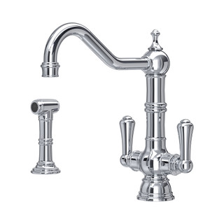 Perrin & Rowe 4766CP Provence Monobloc Sink Mixer Dual Lever with Rinse - Chrome Product Image