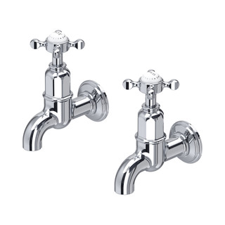 Perrin & Rowe 4328CP Ionian Bibcock Wall Mounted Crosshead Taps - Chrome Product Image