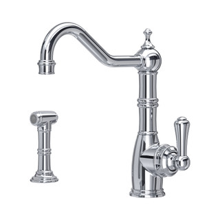 Perrin & Rowe 4746CP Provence S/Lev Mono Sink Mixer with Rinse - Chrome Product Image