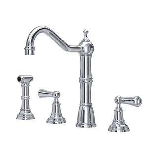 Perrin & Rowe 4776CP Provence 3 Hole Widespread Sink Mixer with Rinse - Chrome Product Image