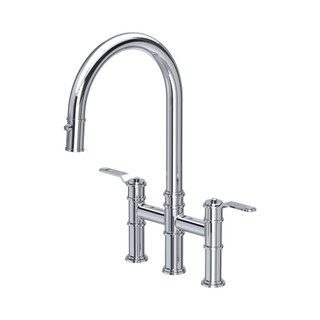 Perrin & Rowe 4549HTCP Bridge PullDown Tap With Textured Handles - Chrome Product Image