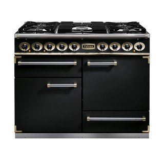 Falcon F1092DXDFBL/BM Deluxe 1092 Dual Fuel Range Cooker - Black & Brass Product Image