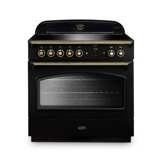 Rangemaster CLAS90FXEIBL/B Classic FX 90 Induction Range Cooker - Black & Brass Product Image