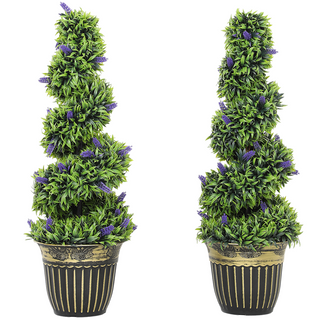 HOMCOM Set of 2 Decorative Artificial Plants with Lavender and Pot 90cm