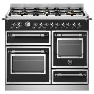 Bertazzoni HER106L3ENET 100cm Heritage dual fuel Triple Oven Range Cooker - Matt Black Product Image