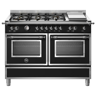Bertazzoni HER126G2ENET 120cm Heritage Dual Fuel Double Oven Range Cooker with Griddle - Matt Black 