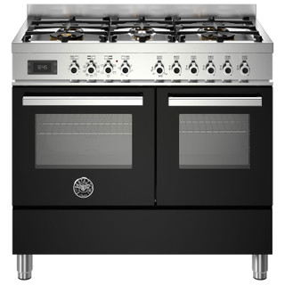 Bertazzoni PRO106L2ENET 100cm Professional Dual Fuel Double Oven Range Cooker - Black Product Image