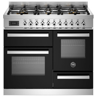 Bertazzoni PRO106L3ENET 100cm Professional Dual Fuel Triple Oven Range Cooker - Black Product Image