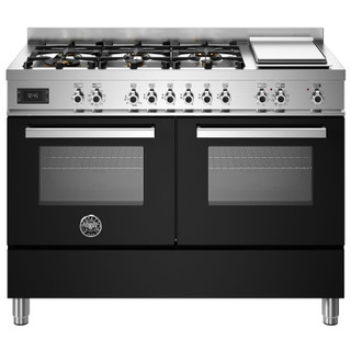 Bertazzoni PRO126G2ENET 120cm Professional Dual Fuel Double Oven Range Cooker - Black Product Image