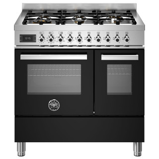 Bertazzoni PRO96L2ENET 90cm Professional Dual Fuel Double Oven Range Cooker - Black Product Image