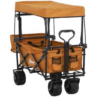 Outsunny Durable Folding Cart with Canopy 68kg Capacity Outdoor Utility Trolley