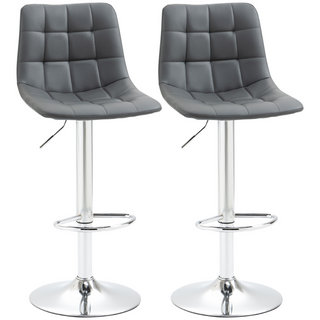 HOMCOM Set of 2 Adjustable Breakfast Bar Stools with Swivel and Footrest – Grey