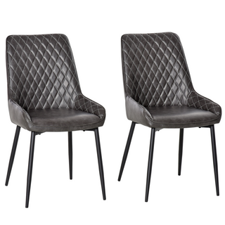 HOMCOM Retro Dining Chairs, Set of 2 PU Leather Upholstered Side Chairs