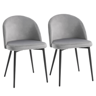 HOMCOM Set of 2 Modern Upholstered Fabric Bucket Dining Chairs – Grey