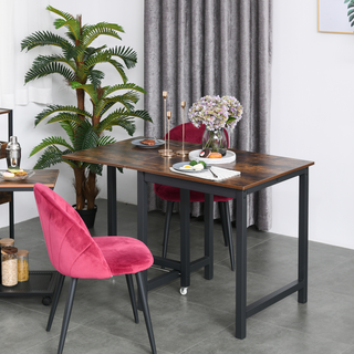 HOMCOM Drop-Leaf Folding Dining Table with Wheels – Industrial Style