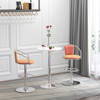 HOMCOM 60 cm Adjustable Round Bar Table with Swivel Top and Metal Frame – White