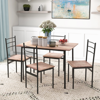HOMCOM 5-Piece Dining Table and Chairs Set with Space-Saving Design – Grey Wood Effect & Black