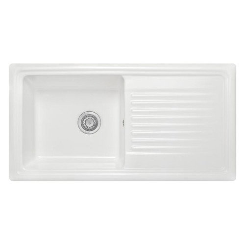 iivela REVINE100 Inset 1.0 Bowl Ceramic Sink - White 7052 Main Image