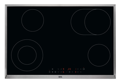 AEG HK834060XB 3000 80cm Radiant Ceramic Electric Hob - Black & Silver Main Image