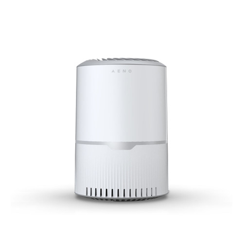 Aeno Compact AP3 air purifier front product image showing its sleek white and silver design