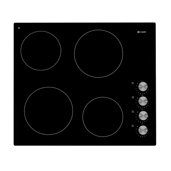 Caple, C809C, 4 Zone Ceramic Electric Hob in Black Glass Main Image