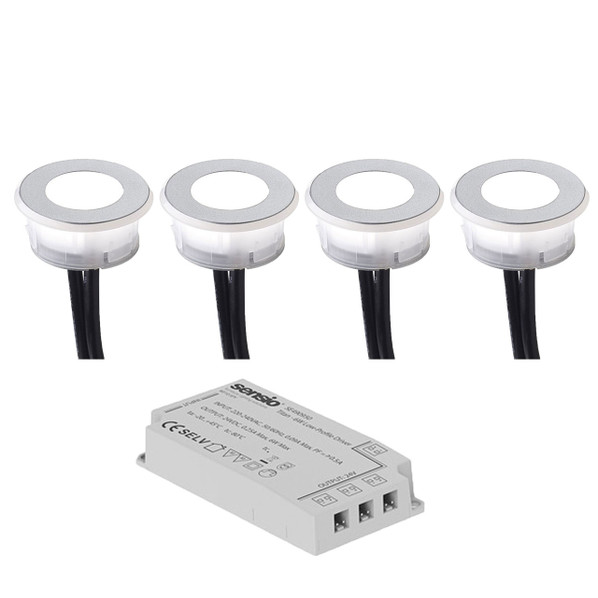 Sensio SE150004 Halo TrioTone Colour Selectable Plinth 4 Light Kit incl. Driver Silver - Silver Main