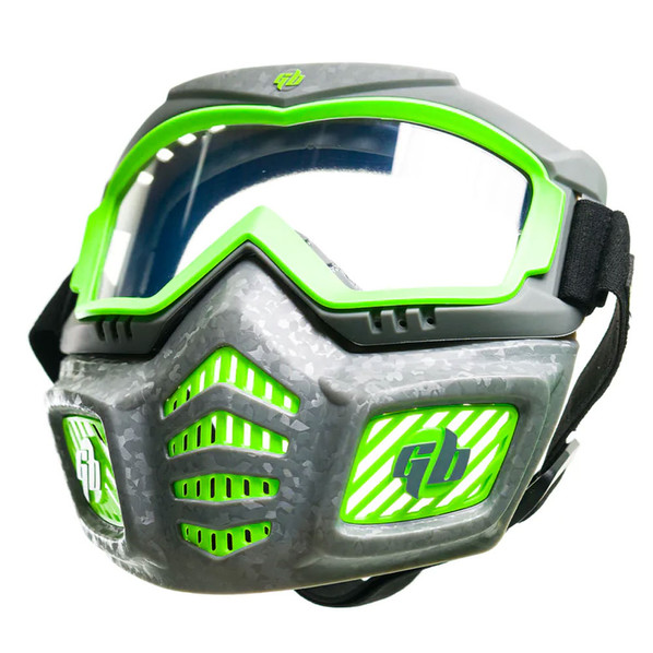 Gel Blaster ELITE FACEMASK Adjustable Breathable Full Face Safety Mask - Grey & Green Main Image