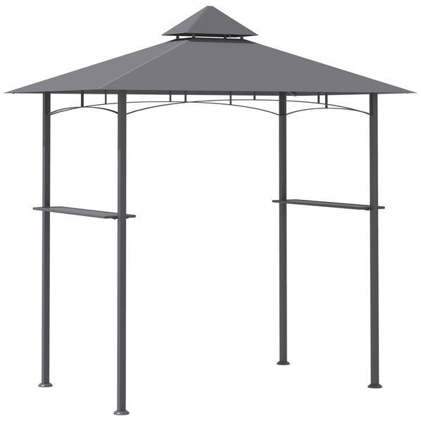 Outsunny 2.5M 8ft New Double-Tier BBQ Gazebo Grill Canopy Barbecue Cover in Grey