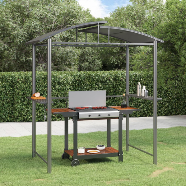 2.1 x 1.1 m Steel BBQ Gazebo with Side Shelves in Anthracite