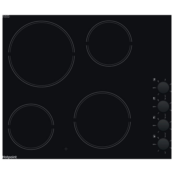Hotpoint HR620RH 60cm 4 Zone Electric Ceramic Hob - Black Product Image