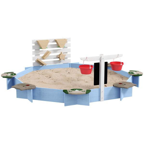 Outsunny Kids Sandbox Outdoor Playset for Ages 3-7 Years in Blue