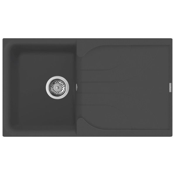 Reginox EGO400B Single Bowl Granite Kitchen Sink with Drainer - Black Product Image