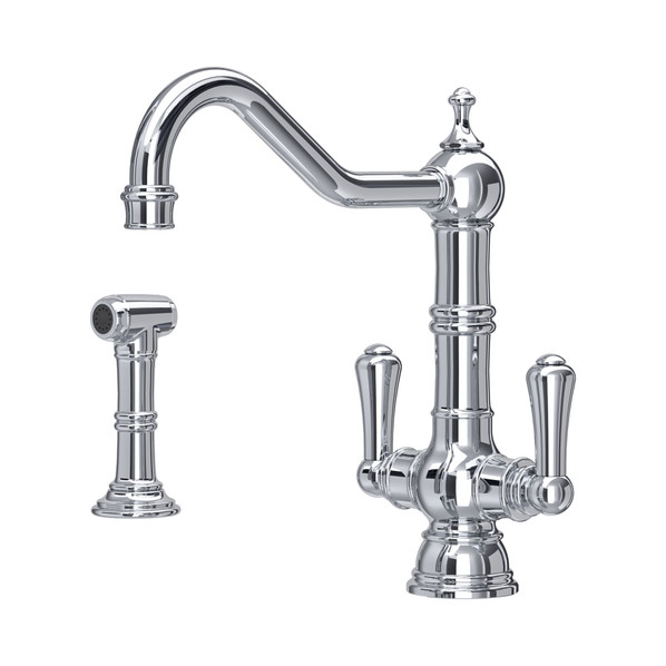 Perrin & Rowe 4766CP Provence Monobloc Sink Mixer Dual Lever with Rinse - Chrome Product Image
