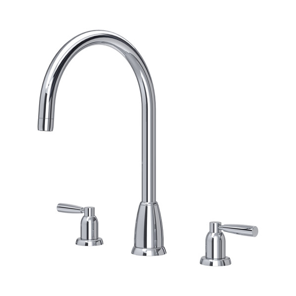 Perrin & Rowe 4886CP Langbourn 3 Hole Widespread C Spout Mixer - Chrome Product Image