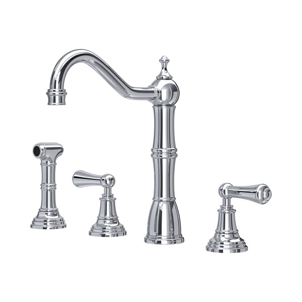 Perrin & Rowe 4776CP Provence 3 Hole Widespread Sink Mixer with Rinse - Chrome Product Image