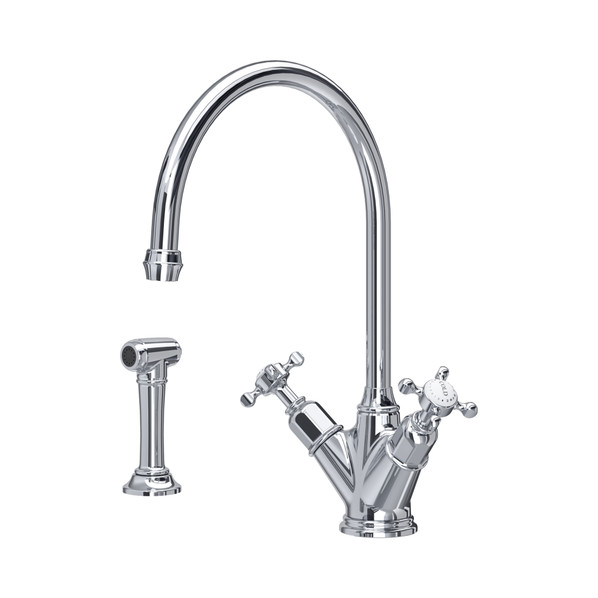 Perrin & Rowe 4365CP Phoenician Mono Crosshead Sink Mixer With Rinse Tap - Chrome Product Image