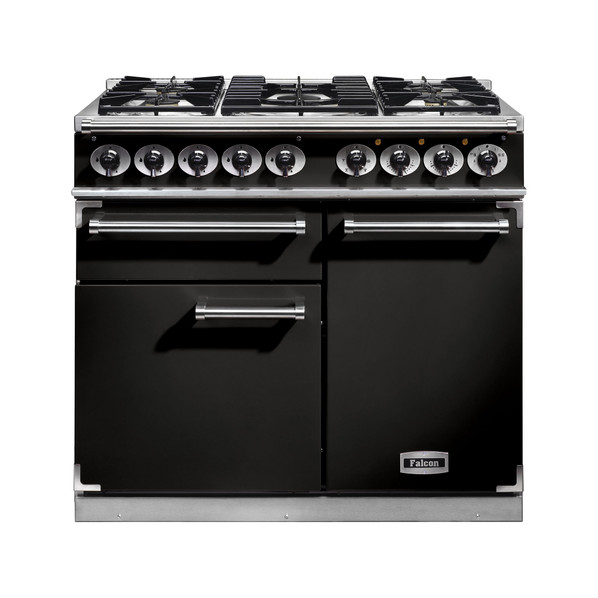Falcon F1000DXDFBL/CM Deluxe 1000 Dual Fuel Range Cooker - Black & Chrome Product Image
