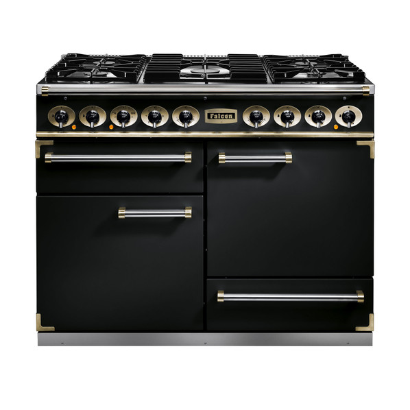 Falcon F1092DXDFBL/BM Deluxe 1092 Dual Fuel Range Cooker - Black & Brass Product Image