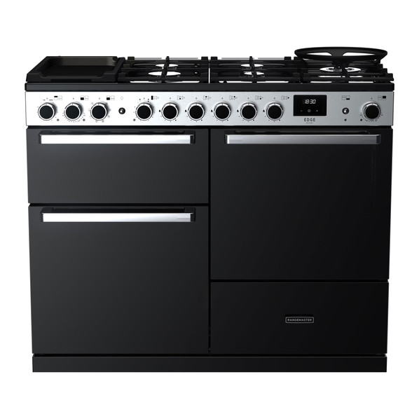 Rangemaster EDDLO110DFGBLK/CM1 Edge Deluxe 110 OC Dual Fuel Range Cooker - Black Glass Product Image