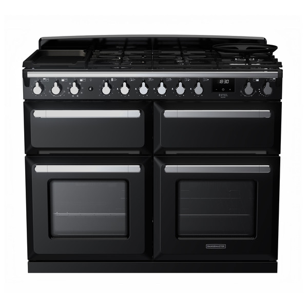 Rangemaster ESDLB110DFPGBL/CM1 Estel Deluxe 110 BC Dual Fuel Range Cooker - Black Product Image