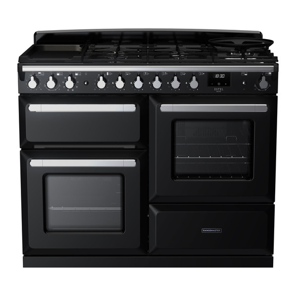 Rangemaster ESDLO110DFPGBL/CM1 Estel Deluxe 110 OC Dual Fuel Range Cooker - Black Product Image