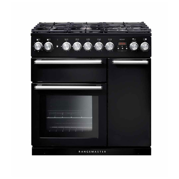 Rangemaster NEX90DFFBL/C Nexus 90 Dual Fuel Range Cooker - Black Product Image