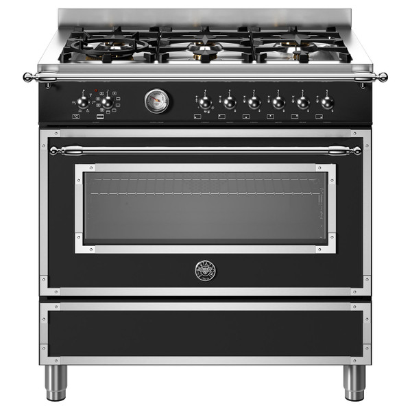 Bertazzoni HER96L1ENET 90cm Heritage Dual Fuel Range Cooker - Matt Black Product Image