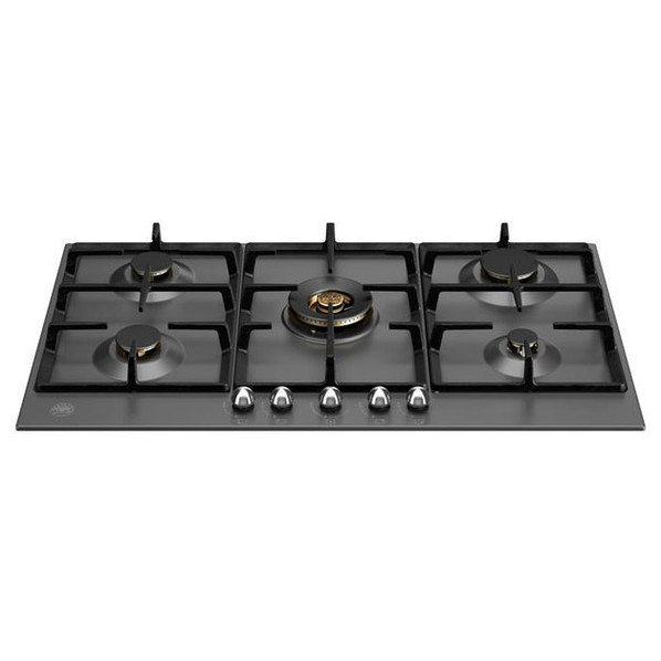 Bertazzoni P905CHERNE 90cm Heritage Series 5 Burner Gas Hob with Central Wok Burner - Matt Black Pro