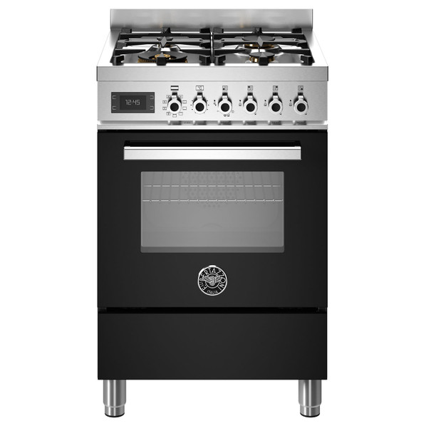 Bertazzoni PRO64L1ENET 60cm Professional Dual Fuel Range Cooker - Black Product Image