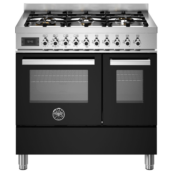 Bertazzoni PRO96L2ENET 90cm Professional Dual Fuel Double Oven Range Cooker - Black Product Image